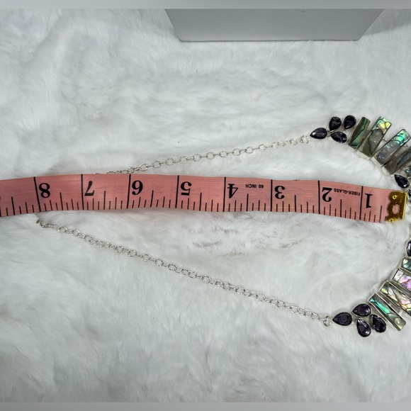 Abalone Shell Amethyst 925 Large Gemstone Necklace - Picture 4 of 5